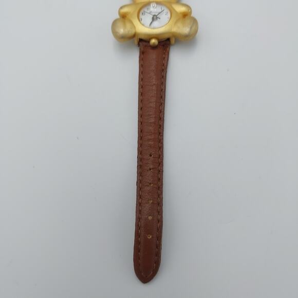 Ronica Teddy Bear Gold Tone Watch with Rhinestone Eyes and MOP Dial - Picture 3 of 8